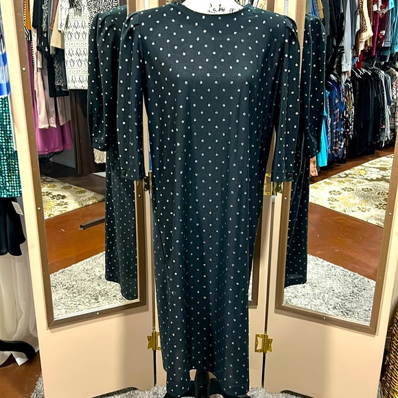 Jenny Packham Dresses & Skirts - Jenny black with silver sparkling dots size XL. Vintage.
